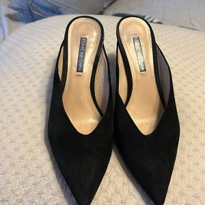 Black suede slip on dress shoes